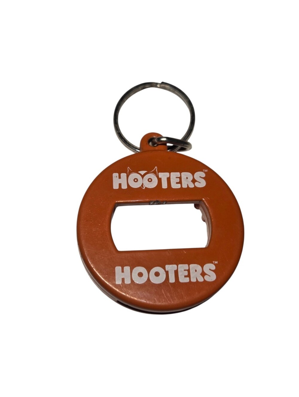 Vintage Hooters Orange "Bev Key" Bottle Opener Keychain Made in Canada